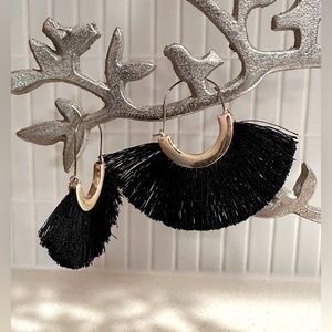 Black and Gold Fan Earrings